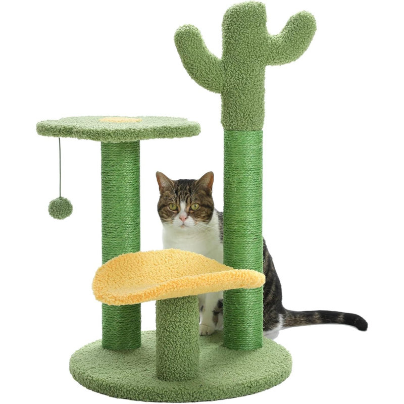 26 Cat Scratching Post Cactus Cat Tree For Small Cats Kittens Multi Level Indoor Cat Tree Tower With Perch Dangling Ball Cactus Top And